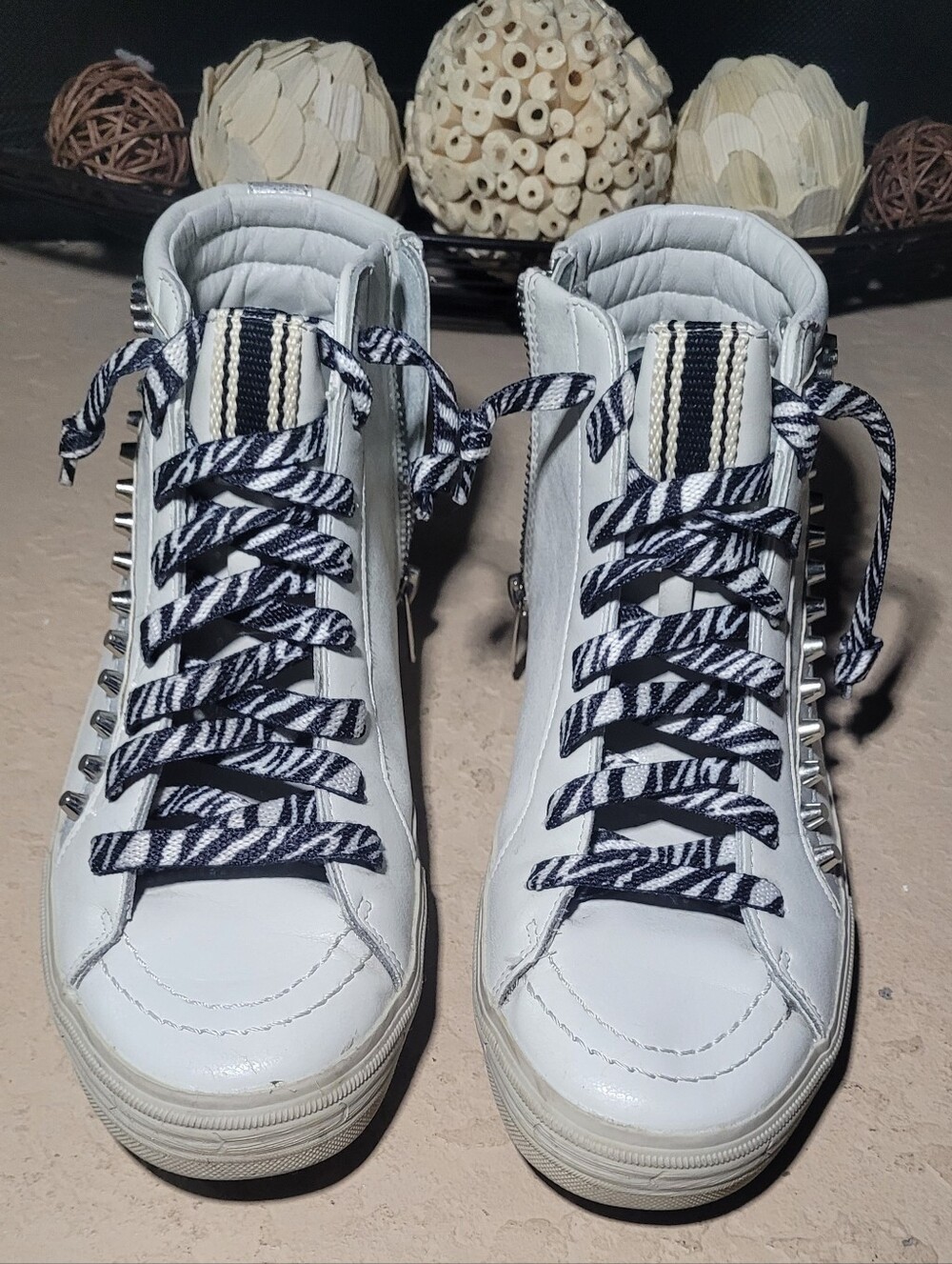 Size 8 Shu Shop Hi Top Pink Star Zipper Lace-Up Women Sneakers